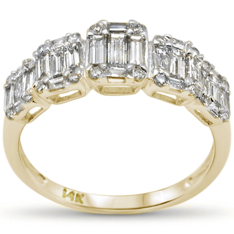 DIAMOND CLOSEOUT! .85ct G SI 14K Yellow Gold Diamond Round & Baguette Engagement Ring Size 6.5