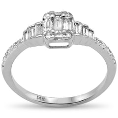 DIAMOND CLOSEOUT!  .49ct G SI 14K White Gold Diamond Round & Baguette Engagement Ring Size 6.5