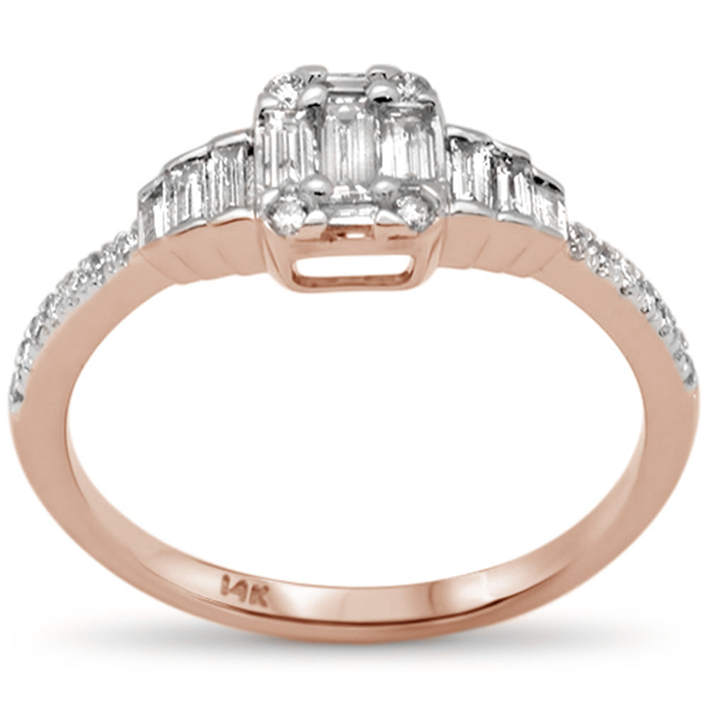 DIAMOND CLOSEOUT! .47ct G SI 14K Rose Gold Diamond Round & Baguette Engagement Ring Size 6.5