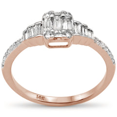 DIAMOND CLOSEOUT! .47ct G SI 14K Rose Gold Diamond Round & Baguette Engagement Ring Size 6.5