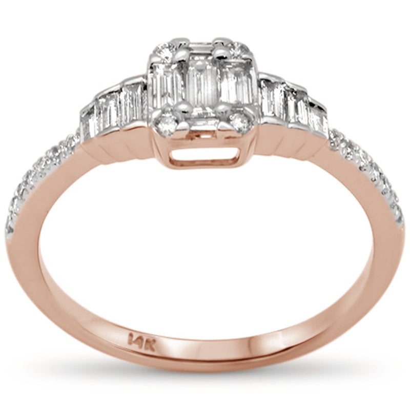 DIAMOND CLOSEOUT! .47ct G SI 14K Rose Gold Diamond Round & Baguette Engagement Ring Size 6.5