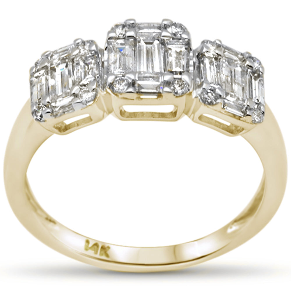 DIAMOND CLOSEOUT! 1.00ct G SI 14K Yellow Gold Diamond Round & Baguette Engagement Ring Size 6.5
