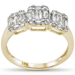 DIAMOND CLOSEOUT! 1.00ct G SI 14K Yellow Gold Diamond Round & Baguette Engagement Ring Size 6.5