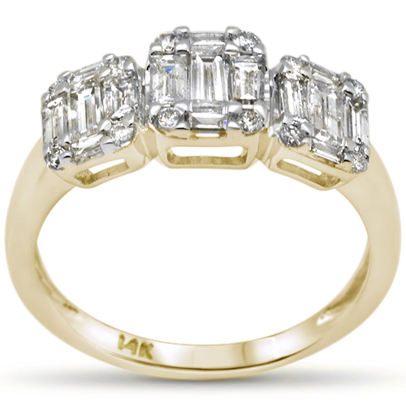 DIAMOND CLOSEOUT! 1.00ct G SI 14K Yellow Gold Diamond Round & Baguette Engagement Ring Size 6.5