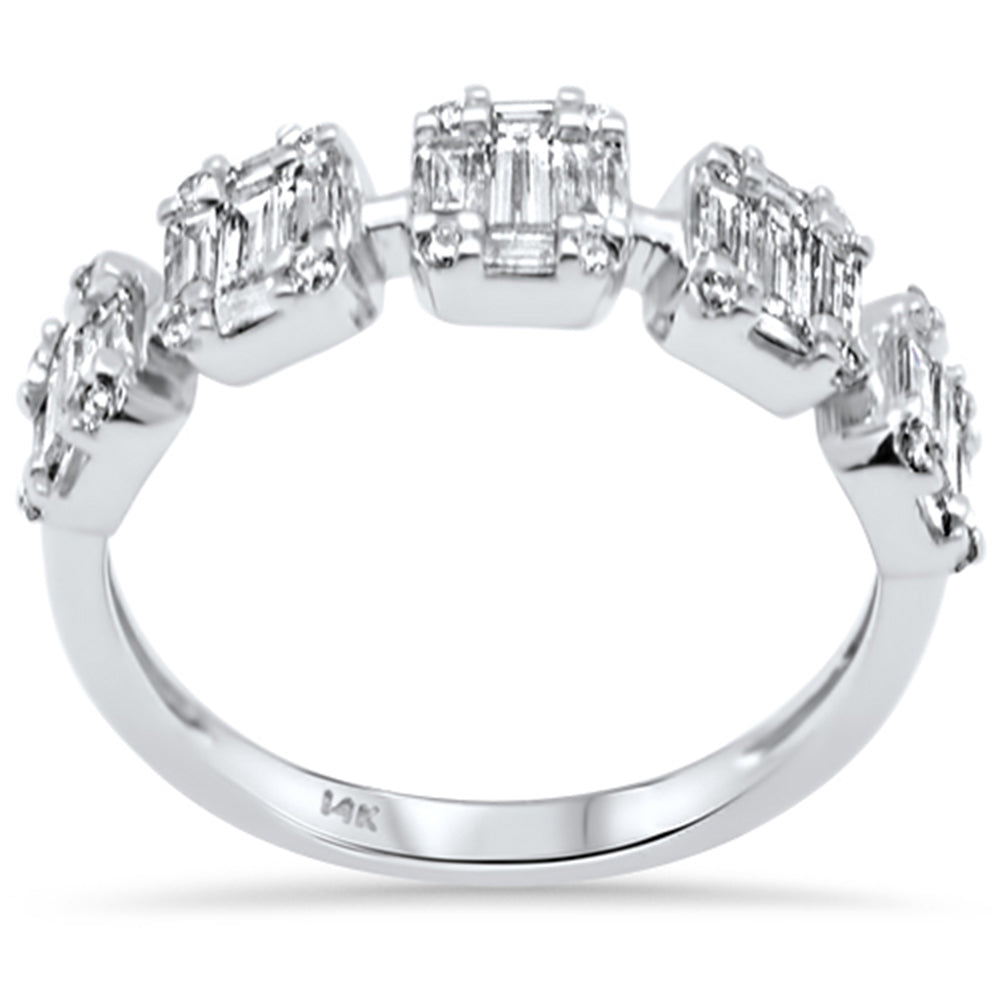 DIAMOND CLOSEOUT! .86ct G SI 14K White Gold Diamond Round & Baguette Ring Size 6.5