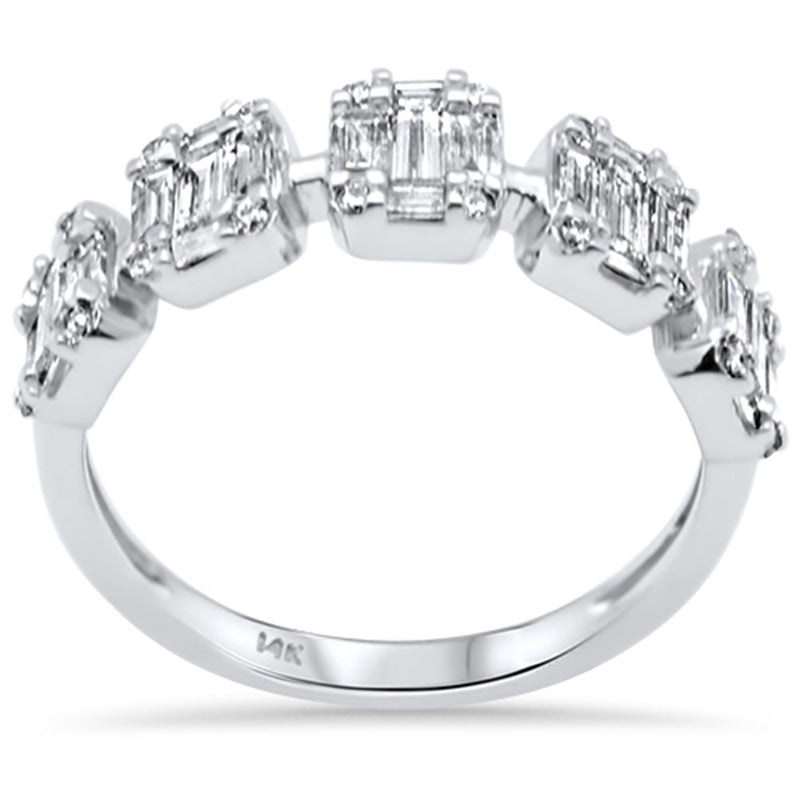 DIAMOND CLOSEOUT! .86ct G SI 14K White Gold Diamond Round & Baguette Ring Size 6.5