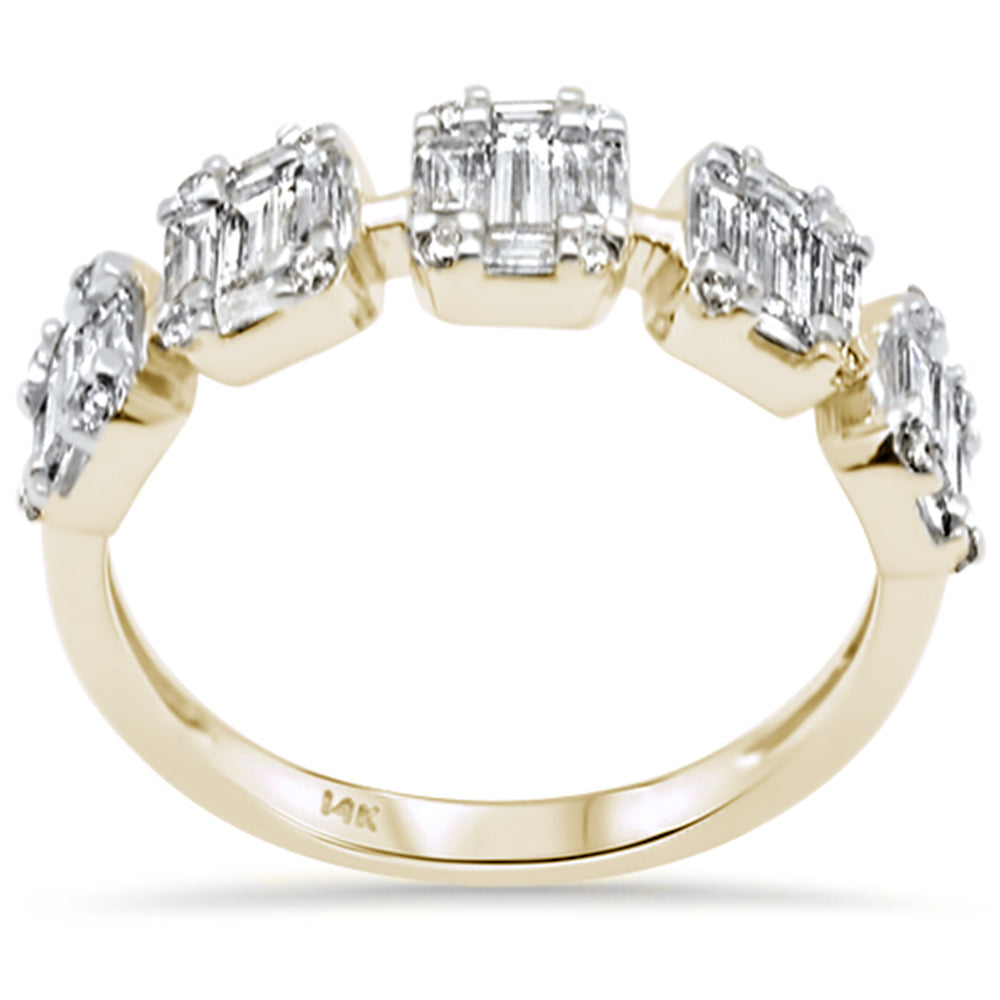 DIAMOND CLOSEOUT! .93ct G SI 14K Yellow Gold Diamond Round & Baguette Ring Size 6.5