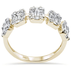 DIAMOND CLOSEOUT! .93ct G SI 14K Yellow Gold Diamond Round & Baguette Ring Size 6.5
