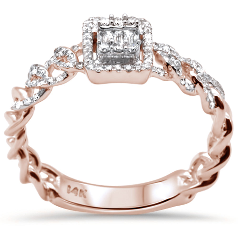 DIAMOND CLOSEOUT!  .29ct G SI 14K Rose Gold Diamond Round & Baguette Ring