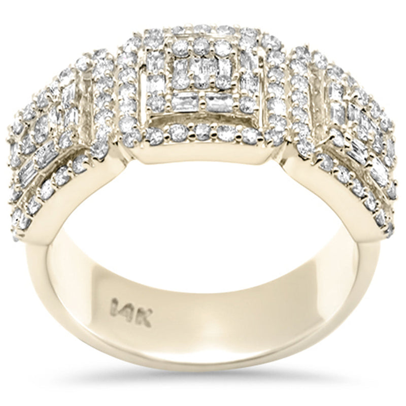 DIAMOND CLOSEOUT! 1.48ct G SI 14K Yellow Gold Diamond Round & Baguette Men's Band Ring Size 10