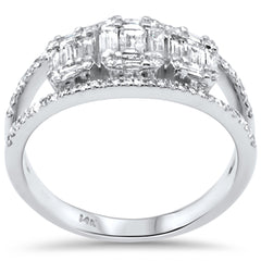 DIAMOND CLOSEOUT! .71ct G SI 14K White Gold Diamond Round & Baguette Ring
