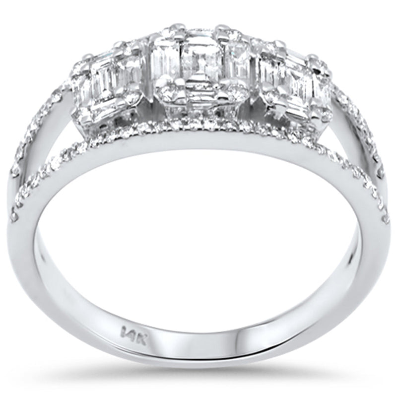 DIAMOND CLOSEOUT! .71ct G SI 14K White Gold Diamond Round & Baguette Ring