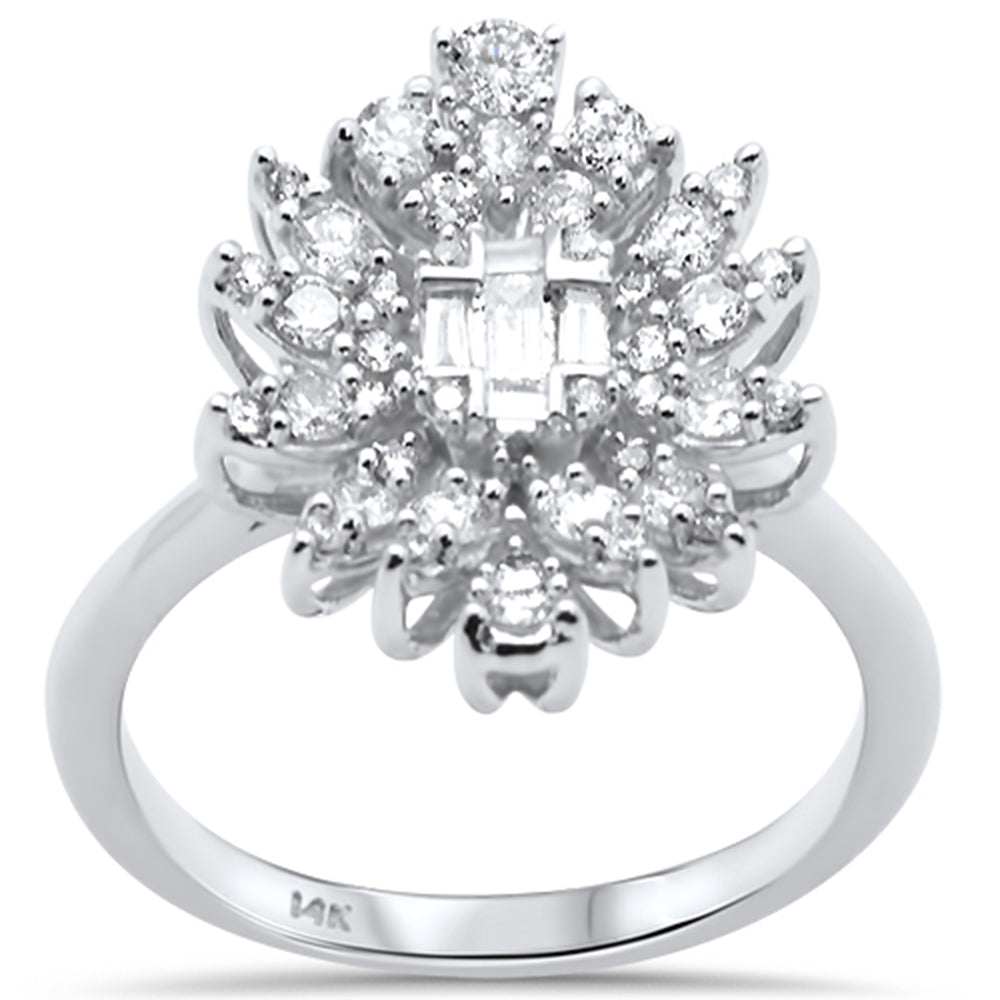 DIAMOND CLOSEOUT! .72ct G SI 14K White Gold Diamond Round & Baguette Ring Size 6.5