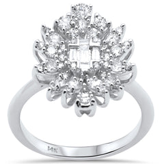 DIAMOND CLOSEOUT! .72ct G SI 14K White Gold Diamond Round & Baguette Ring Size 6.5