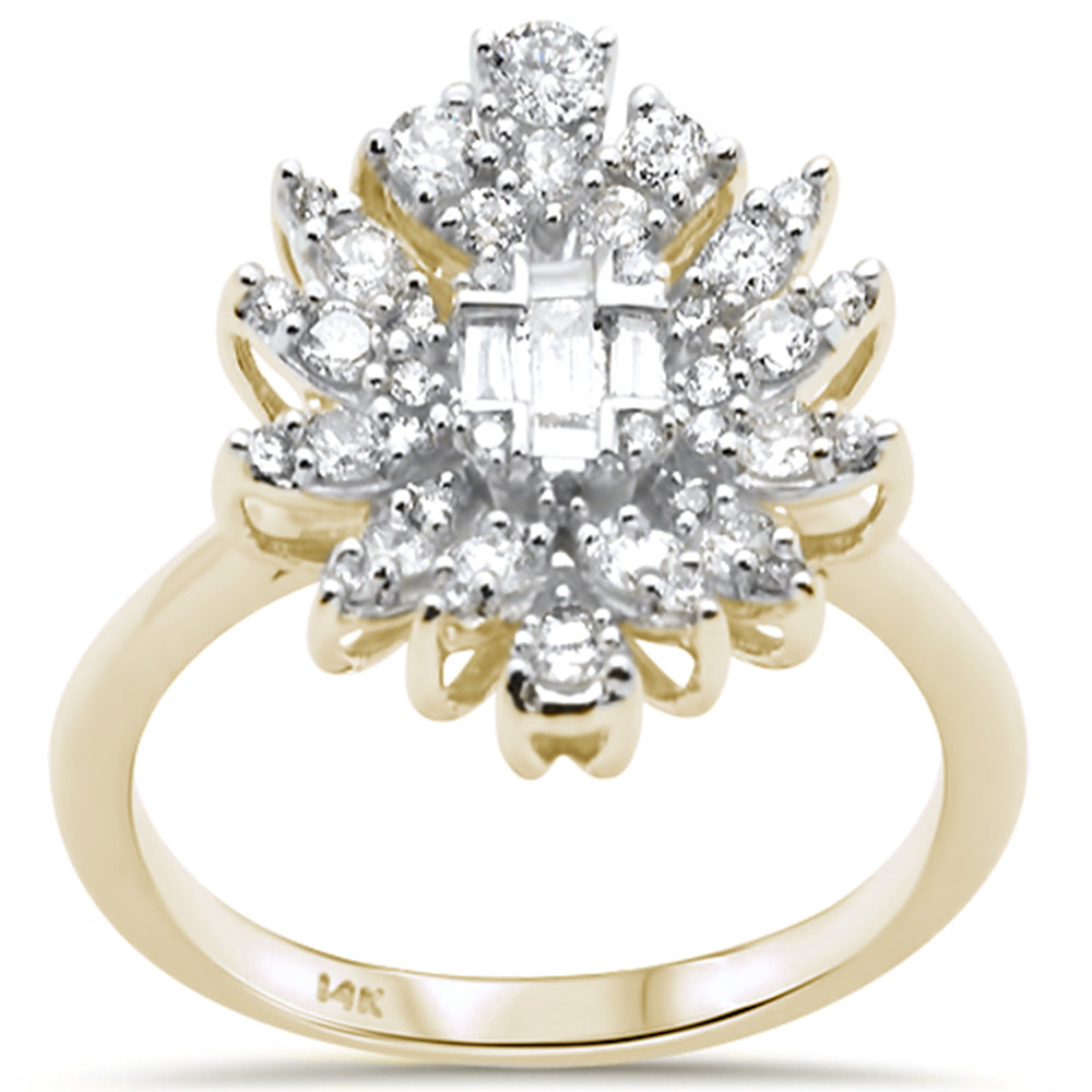 DIAMOND CLOSEOUT! .71ct G SI 14K Yellow Gold Diamond Round & Baguette Ring Size 6.5