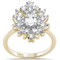 DIAMOND CLOSEOUT! .71ct G SI 14K Yellow Gold Diamond Round & Baguette Ring Size 6.5