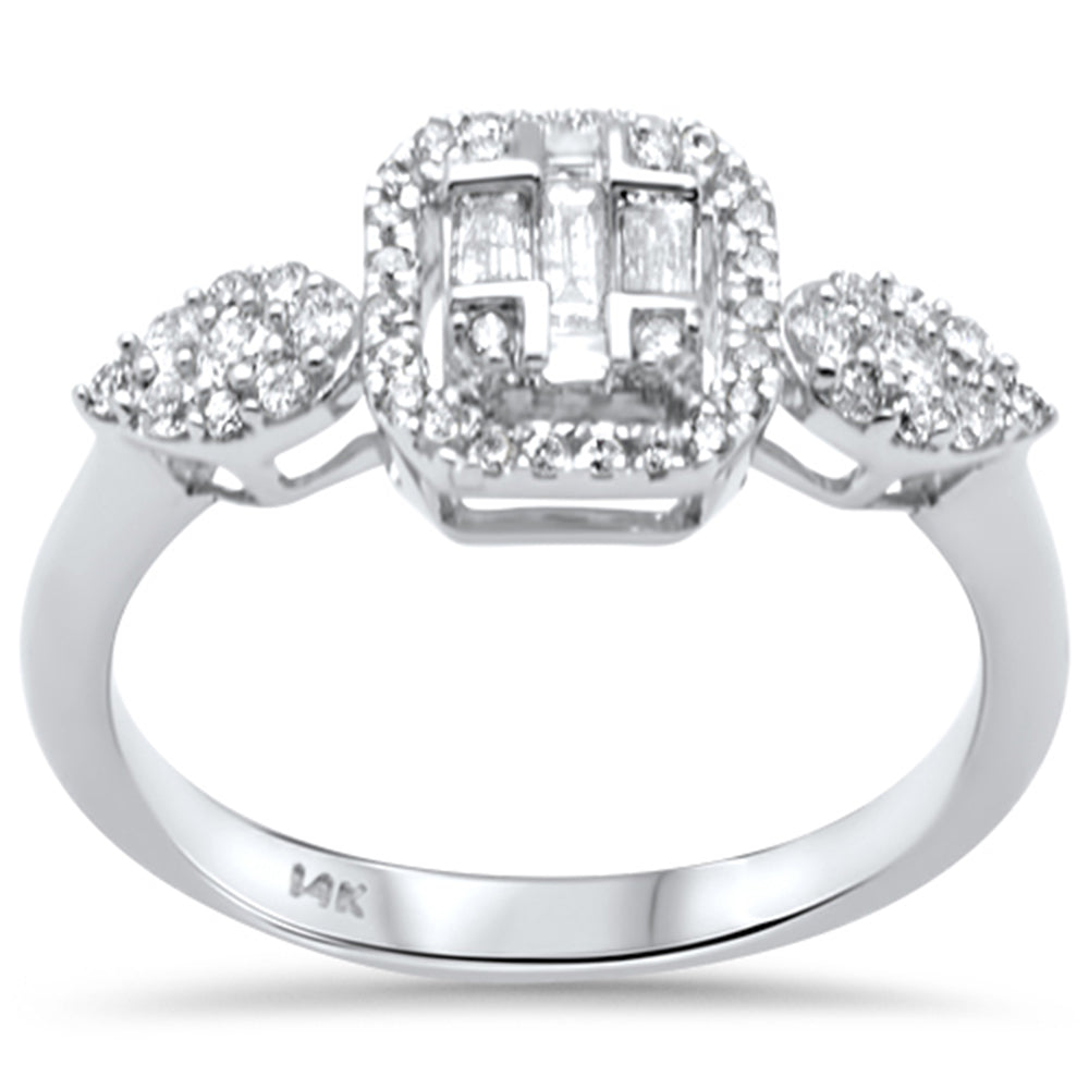 DIAMOND CLOSEOUT! .48ct G SI 14K White Gold Diamond Round & Baguette Engagement Ring