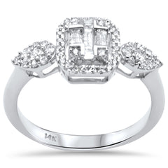 DIAMOND CLOSEOUT! .48ct G SI 14K White Gold Diamond Round & Baguette Engagement Ring