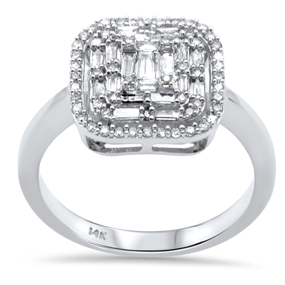 DIAMOND CLOSEOUT! .47ct G SI 14K White Gold Diamond Round & Baguette Engagement Ring Size 6.5