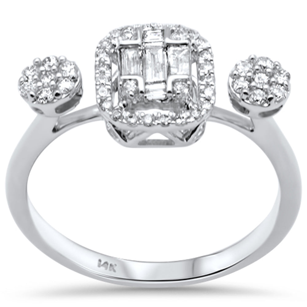 DIAMOND CLOSEOUT! .41ct G SI 14K White Gold Diamond Round & Baguette Diamond Engagement Ring
