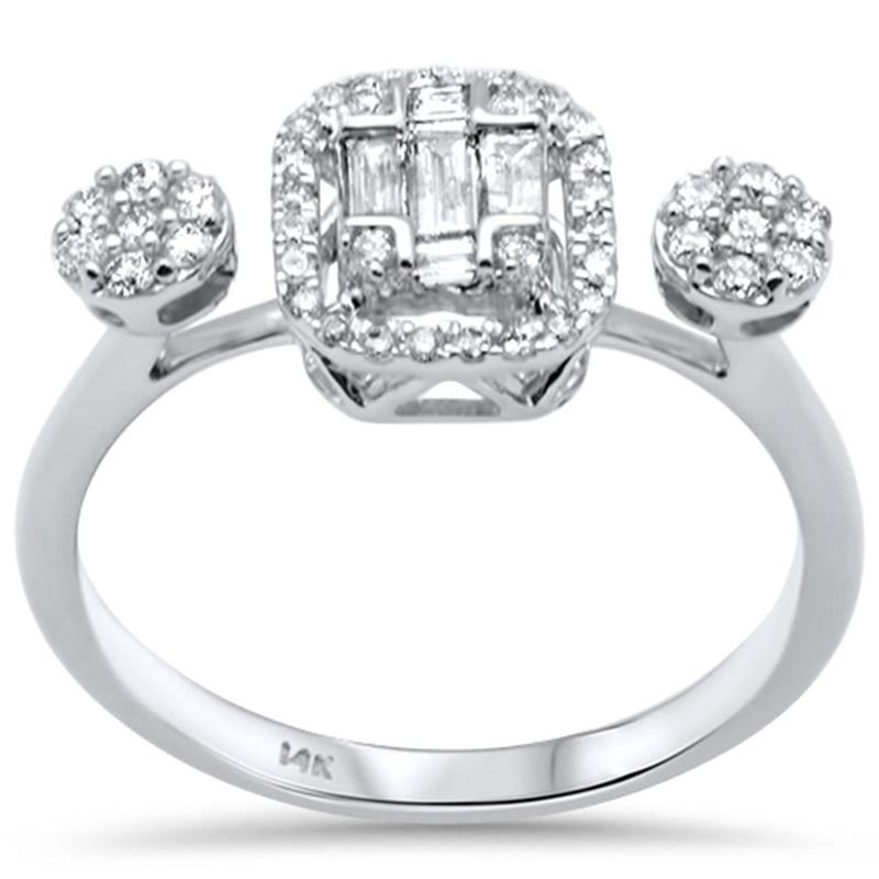 DIAMOND CLOSEOUT! .41ct G SI 14K White Gold Diamond Round & Baguette Diamond Engagement Ring