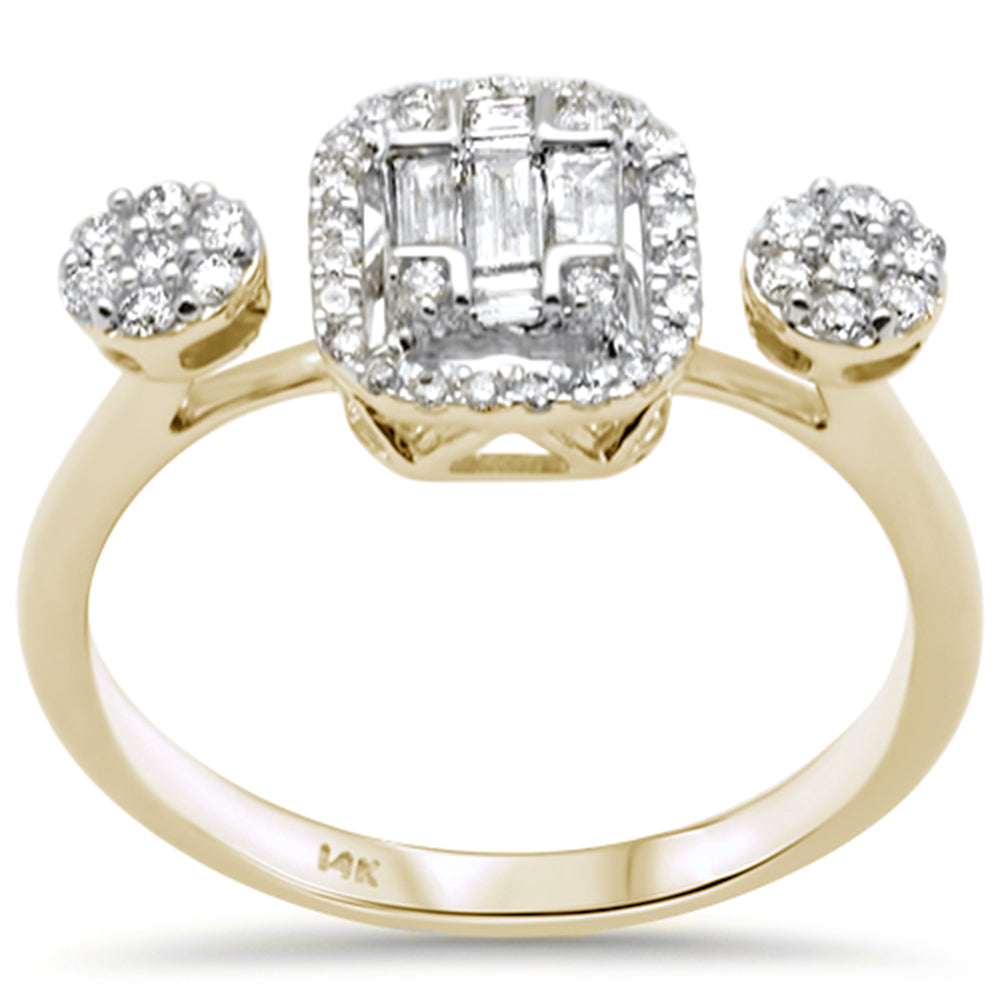 DIAMOND CLOSEOUT! .38ct G SI 14K Yellow Gold Diamond Round & Baguette Diamond Engagement Ring