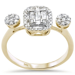 DIAMOND CLOSEOUT! .38ct G SI 14K Yellow Gold Diamond Round & Baguette Diamond Engagement Ring