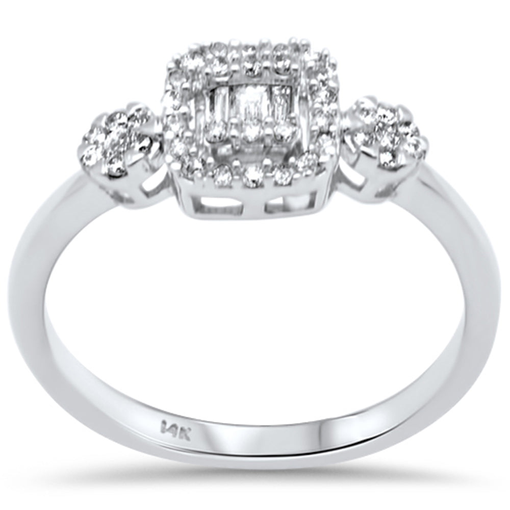 DIAMOND CLOSEOUT! .28ct G SI 14K White Gold Diamond Round & Baguette Diamond Engagement Ring