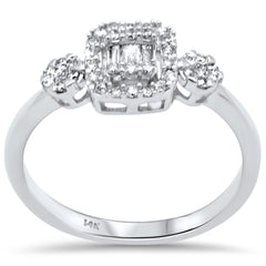 DIAMOND CLOSEOUT! .28ct G SI 14K White Gold Diamond Round & Baguette Diamond Engagement Ring