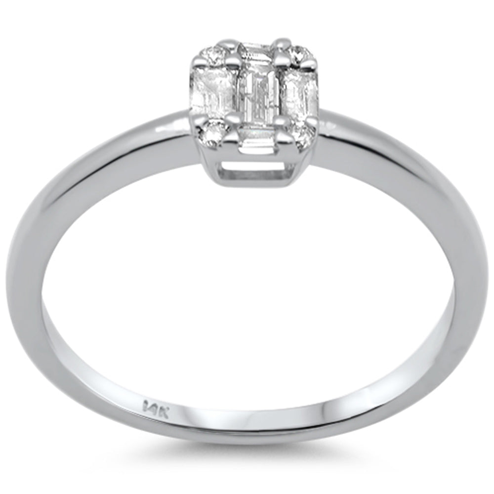 DIAMOND CLOSEOUT! .25ct G SI 14K White Gold Round & Baguette Diamond Engagement Ring