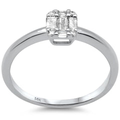 DIAMOND CLOSEOUT! .25ct G SI 14K White Gold Round & Baguette Diamond Engagement Ring
