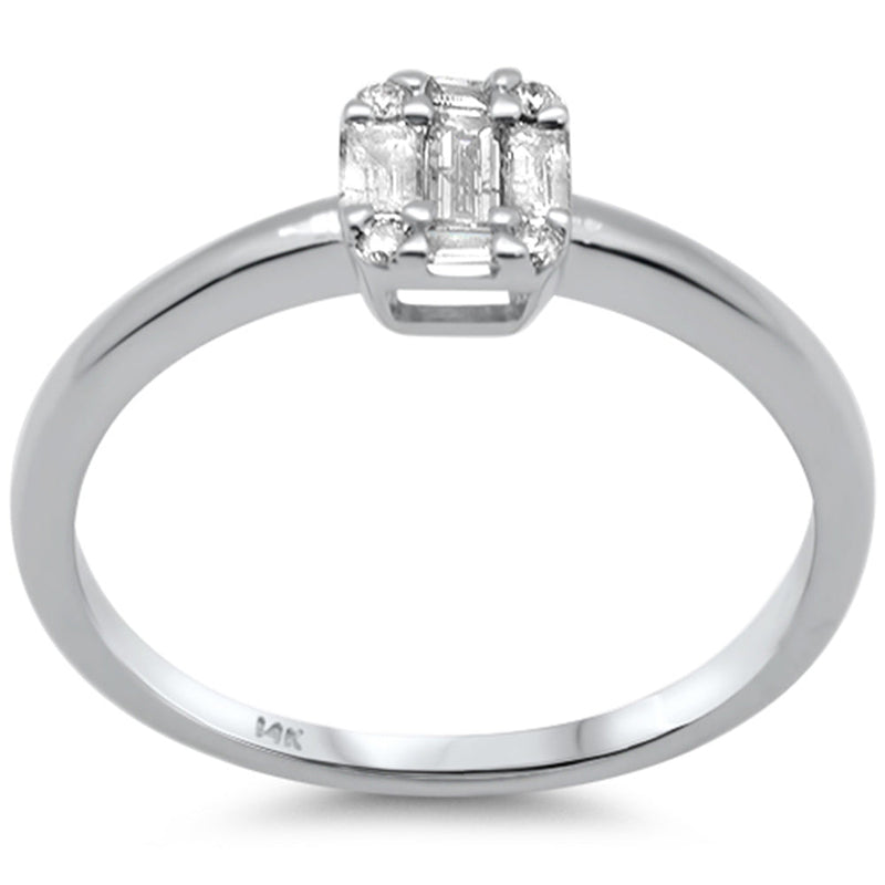 DIAMOND CLOSEOUT! .25ct G SI 14K White Gold Round & Baguette Diamond Engagement Ring