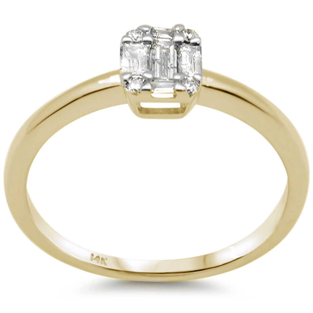 DIAMOND CLOSEOUT! .22ct G SI 14K Yellow Gold Round & Baguette Diamond Engagement Ring