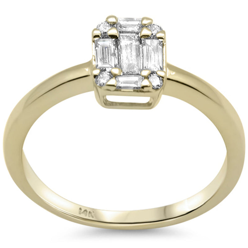 DIAMOND CLOSEOUT! .38ct G SI 14K Yellow GoldRound & Baguette Diamond Engagement Ring