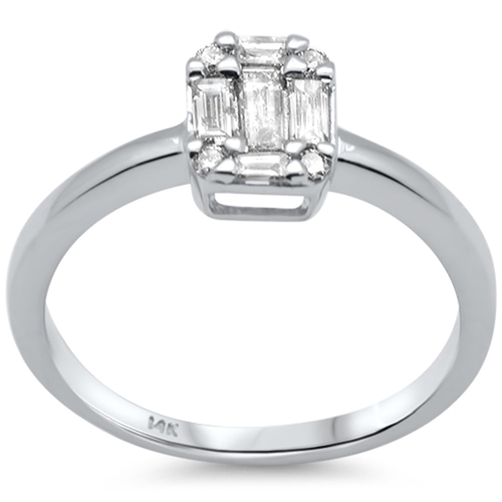 DIAMOND CLOSEOUT! .38ct G SI 14K White Gold Round & Baguette Diamond Engagement Ring