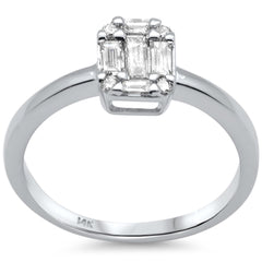 DIAMOND CLOSEOUT! .38ct G SI 14K White Gold Round & Baguette Diamond Engagement Ring