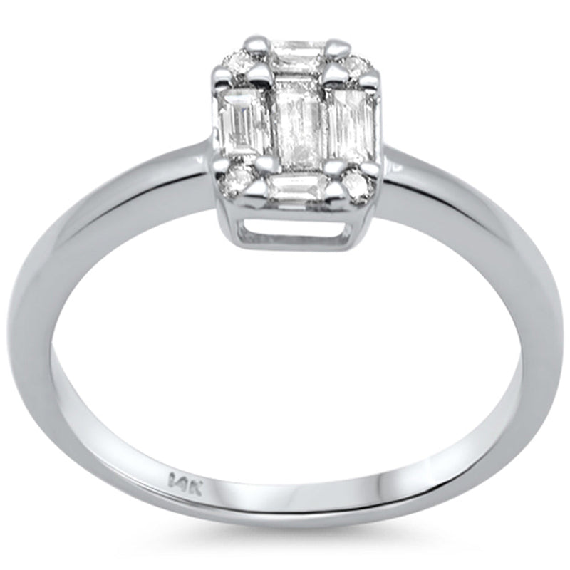 DIAMOND CLOSEOUT! .38ct G SI 14K White Gold Round & Baguette Diamond Engagement Ring