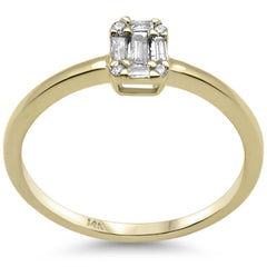 DIAMOND CLOSEOUT! .12ct G SI 14K Yellow Gold Round & Baguette Diamond Engagement Ring