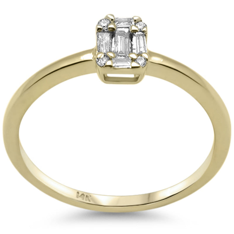 DIAMOND CLOSEOUT! .12ct G SI 14K Yellow Gold Round & Baguette Diamond Engagement Ring