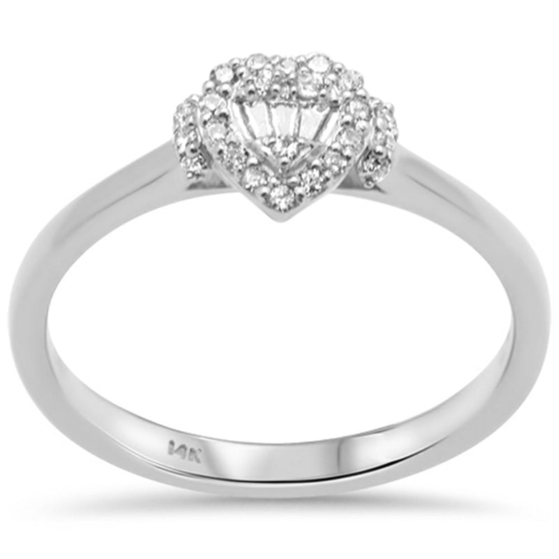 DIAMOND CLOSEOUT! .14ct G SI 14K White Gold Round & Baguette Diamond Engagement Ring