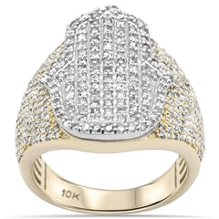 DIAMOND CLOSEOUT!  2.16ct G SI 10K Yellow Gold Hamsa Hip Hop Men's Diamond Ring Band Size 10
