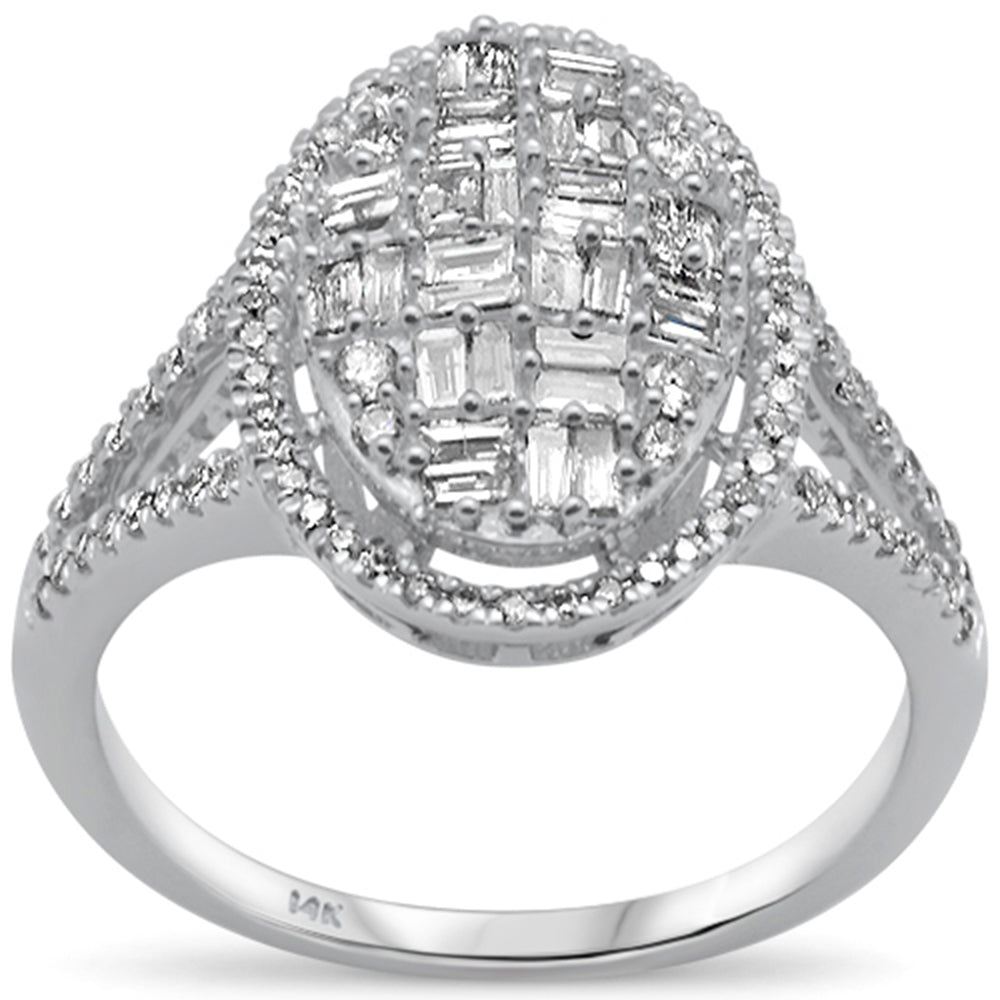 DIAMOND CLOSEOUT! .69ct G SI 14K White Gold Oval Shaped Round & Baguette Diamond Engagement Ring