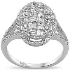 DIAMOND CLOSEOUT! .69ct G SI 14K White Gold Oval Shaped Round & Baguette Diamond Engagement Ring