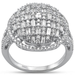 DIAMOND CLOSEOUT!  1.04ct G SI 14K White Gold Round & Baguette Diamond Engagement Ring