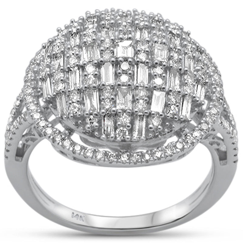 DIAMOND CLOSEOUT!  1.04ct G SI 14K White Gold Round & Baguette Diamond Engagement Ring