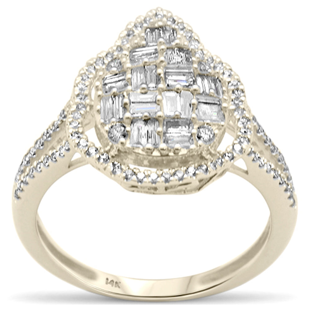 DIAMOND CLOSEOUT! .70ct G SI 14K Yellow Gold Round & Baguette Diamond Engagement Ring