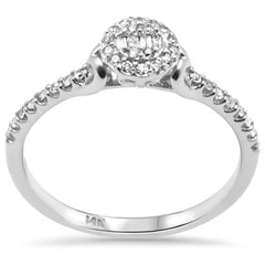 DIAMOND CLOSEOUT! .18ct G SI 14K White Gold Round & Baguette Diamond Engagement Ring