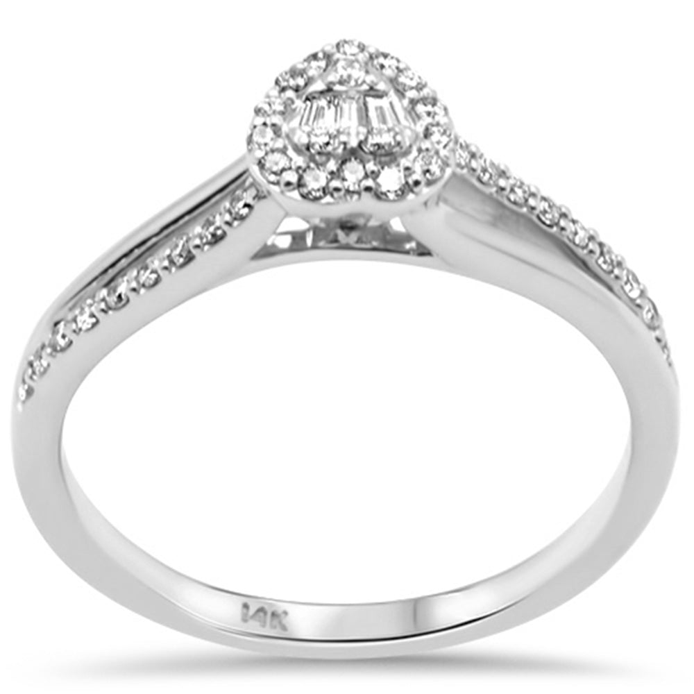 DIAMOND CLOSEOUT! .21ct G SI 14K White Gold Round & Baguette Diamond Engagement Ring