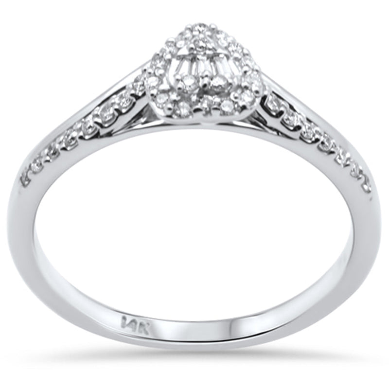 DIAMOND CLOSEOUT! .17ct G SI 14K White Gold Heart Shaped Round & Baguette Diamond Engagement Ring