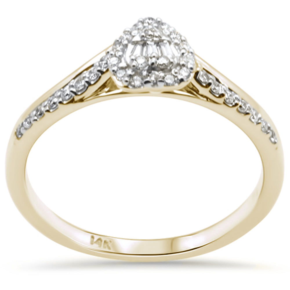 DIAMOND CLOSEOUT! .17ct G SI 14K Yellow Gold Heart Shaped Round & Baguette Diamond Engagement Ring